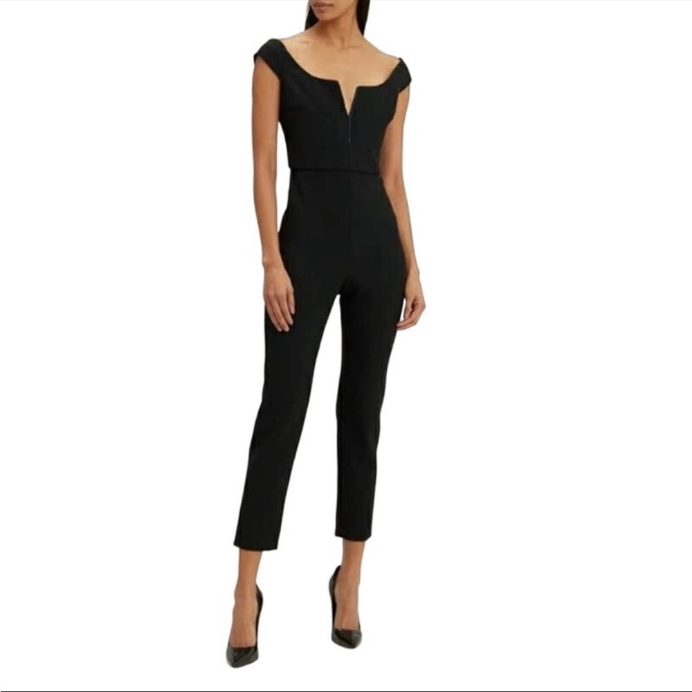 NWT CUSHNIE off the shoulder fitted jumpsuit size 2 black